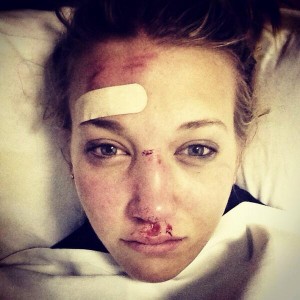 Ro tweeted this image of herself from hospital after her crash on Sunday