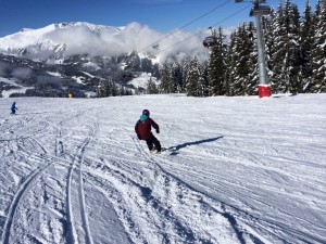 A keen shredder, Edward enjoys the empty pistes of Adelboden