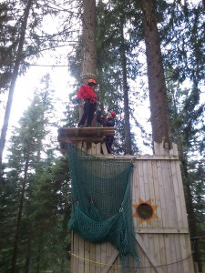 Briony's first attempts at zip-wiring