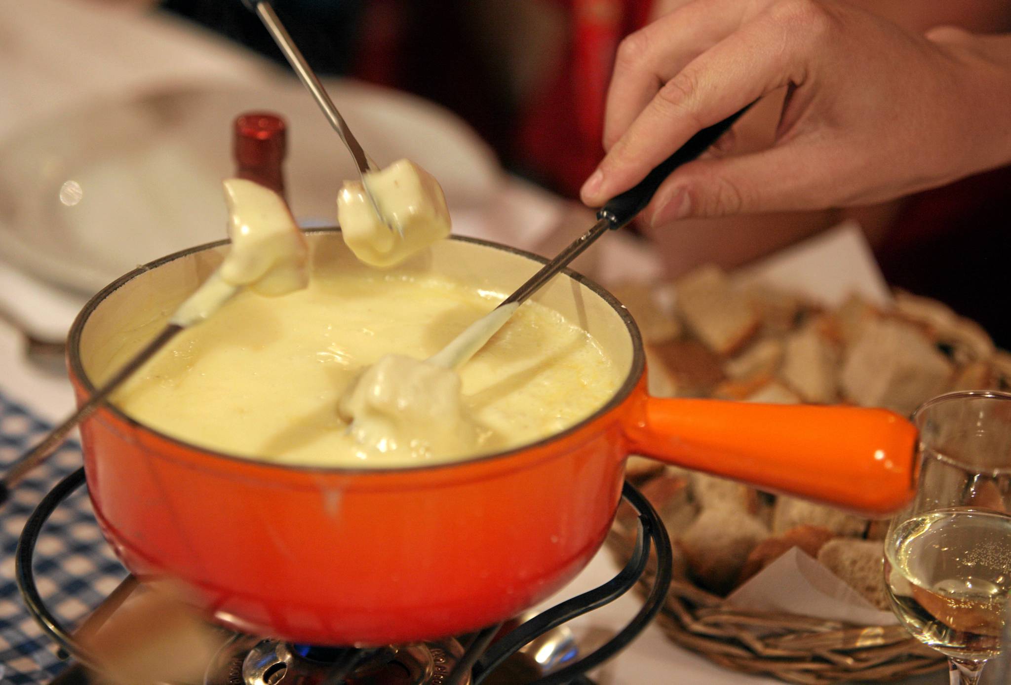 Cheese fondue fight.