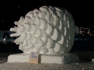 Ice pinecone at the International Snow Sculpture Festival 2015