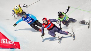 Ski cross - one of the craziest snow sports featured on The Jump