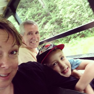 family on train