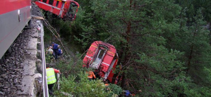 Swiss train derails on the Albula line